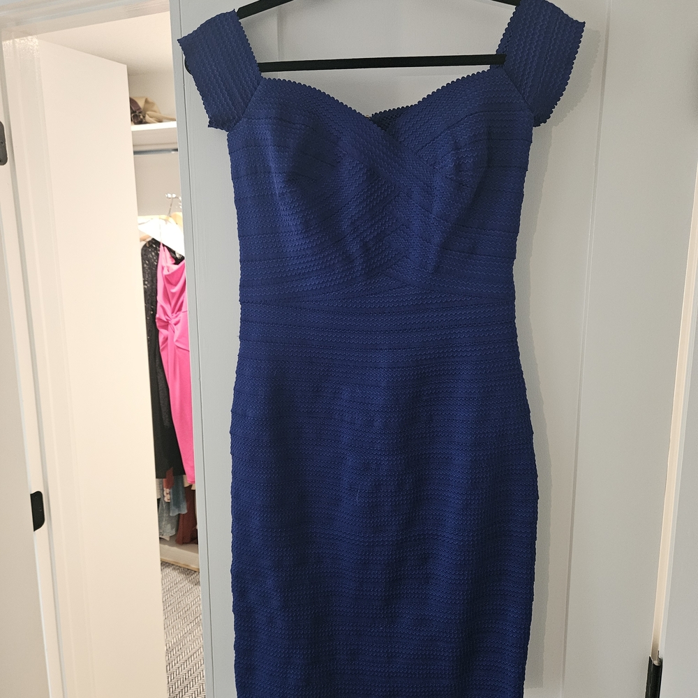 Reiss Cobalt Blue Structured Midi Dress